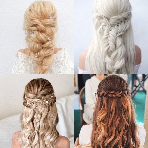 Bridal Hair Extensions ideas: braids, hair bun, ponytails